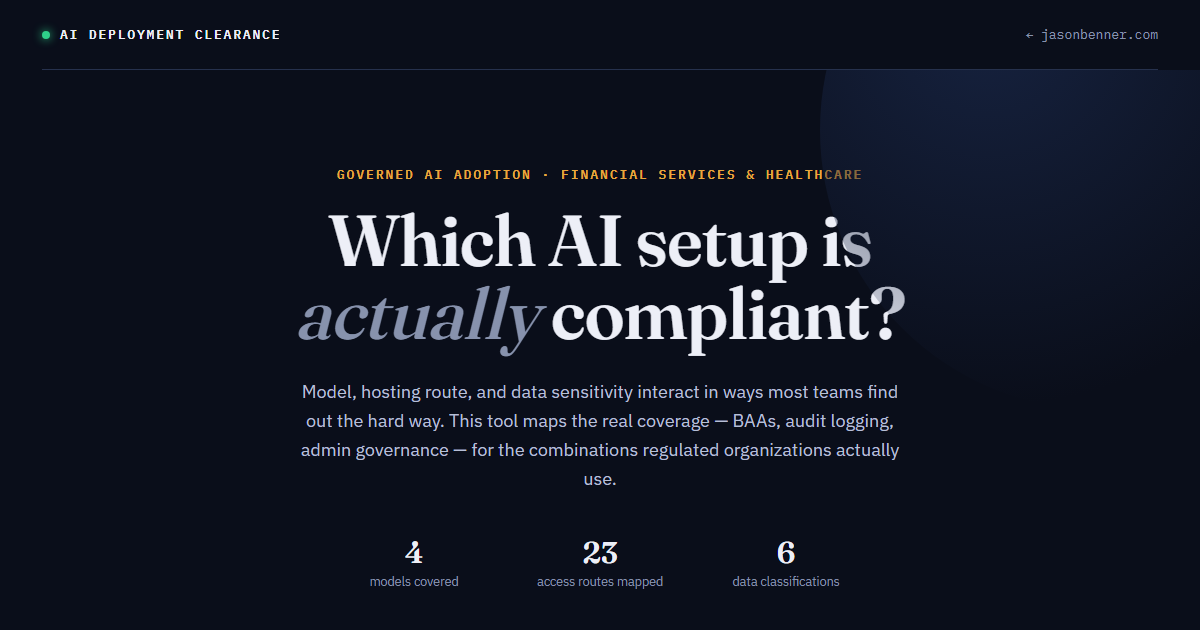 AI Deployment Clearance — interactive compliance mapping tool